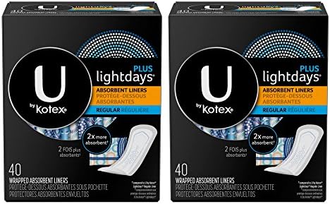 U by Kotex Lightdays Plus Absorbent Liners 40ct, 2pc