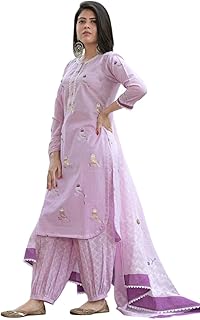 Shubh Laxmi Enterprises KRS Women's Cotton Embroidered Straight Kurti with pant and Dupatta Set Price In India