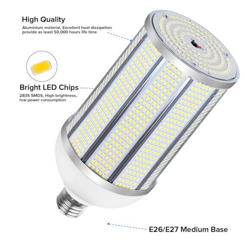 HJFF 2-Pack 150W LED Corn Light Bulbs,5000K 24000lm,E26/E39 Base,1500W Equivalent LED Corn Bulbs for Commercial Industrial Lighting Warehouse High Bay Light by HJFF - Used condition - Image 3