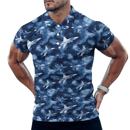 Polo de golf pour homme imprimé camouflage bleu marine idéal pour vos parcours d'été au frais