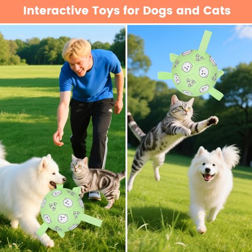 Image of 6 Inch Dog Soccer Ball, Interactive Dog Toys for Small Dogs | Floating Water Toys, Jolly Ball with Straps, Durable Outdoor Training Dogs Tug Toy, Outside Pet Toys, Birthday Gift for Puppy