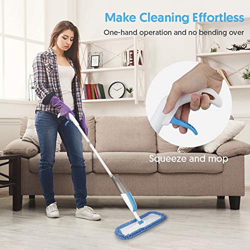Microfiber Spray Mop For Floor Cleaning - Mangotime Hardwood Floor Mop Dry Wet Mop For Hardwood Wood Laminate Tile Vinyl Kitchen Dust Mop With 3 Reusable Washable Mop Pads 410Ml Refillable Bottle #TOP6
