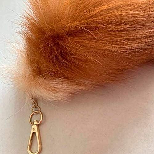 Valpeak Real Fox Tail Keychain Fluffy Fur Tail for Kids Halloween Party Costume Cosplay