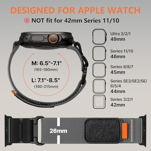 Image of Bandletic Compatible with Apple Watch Bands 44mm Men Women, Wide Tactical Stretchy Nylon Soft Sport Strap for iWatch 49mm(Ultra 3 /2 /1),46mm(11 /10),45mm(9 /8 /7),44mm(SE3 /SE2 /SE /6 /5 /4),42mm(3 /2 /1)