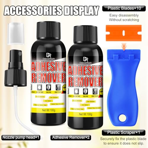 Klebereste Entferner, 200g EtikettenlöSer Klebstoffentferner, für Autos, Fenster, WäNde, Etikettenentferner für KleberüCkstäNde, Klebeband, Gummi, Klebstoffe, Wachs Mit Schaber Und Ersatzklingen