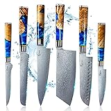 Calisso Advanced Set 6 tlg. 67 Lagen Damaststahl - Damastmesserset, Küchenmesser, Kochmesser