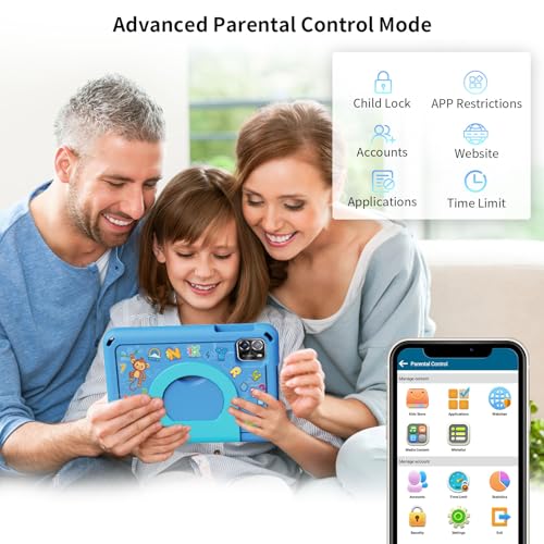 Image of PRITOM TAB7 PRO Kids Tablets 7 inch, 64 GB, 3 GB RAM Upgraded, Toddler Tablet Android 14 with WiFi, Dual Camera, Education, Games, Kids Software Pre-Installed, Parental Control, Blue