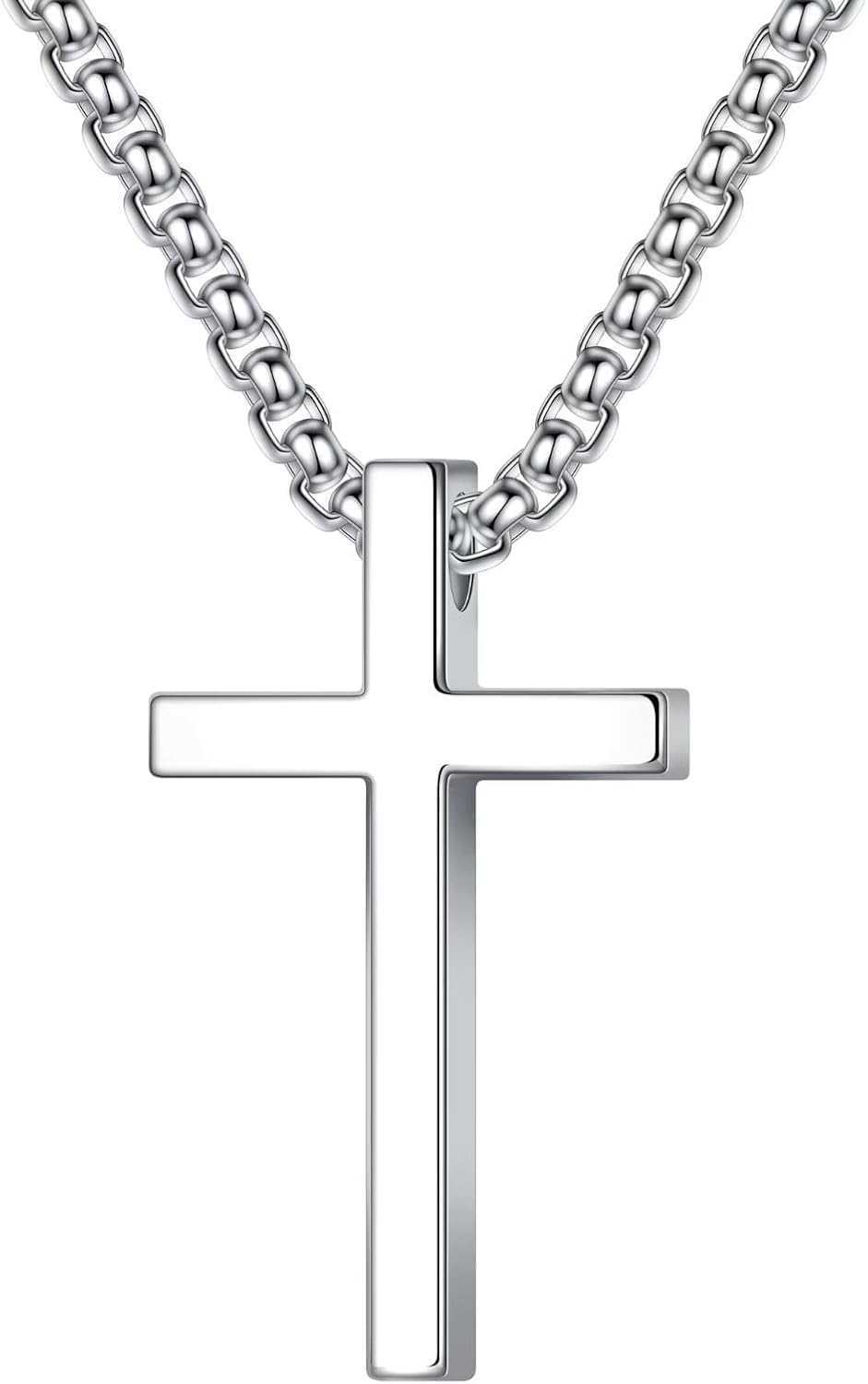 Ursteel 925 Sterling Silver Cross Pendant for Men - Stainless Steel Chain Cross Jewelry 16-24 Inches