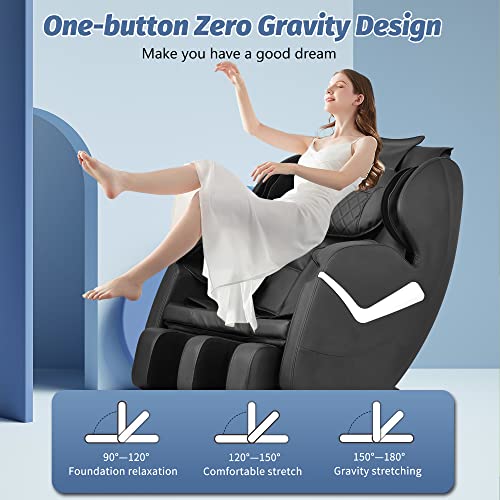 Image of BestMassage Massage Chair Zero Gravity Full Body Electric Shiatsu Massage Chair Recliner with Foot Rollers Built-in Heat Therapy Air Massage System Stretch Vibrating for Home Office(Black)