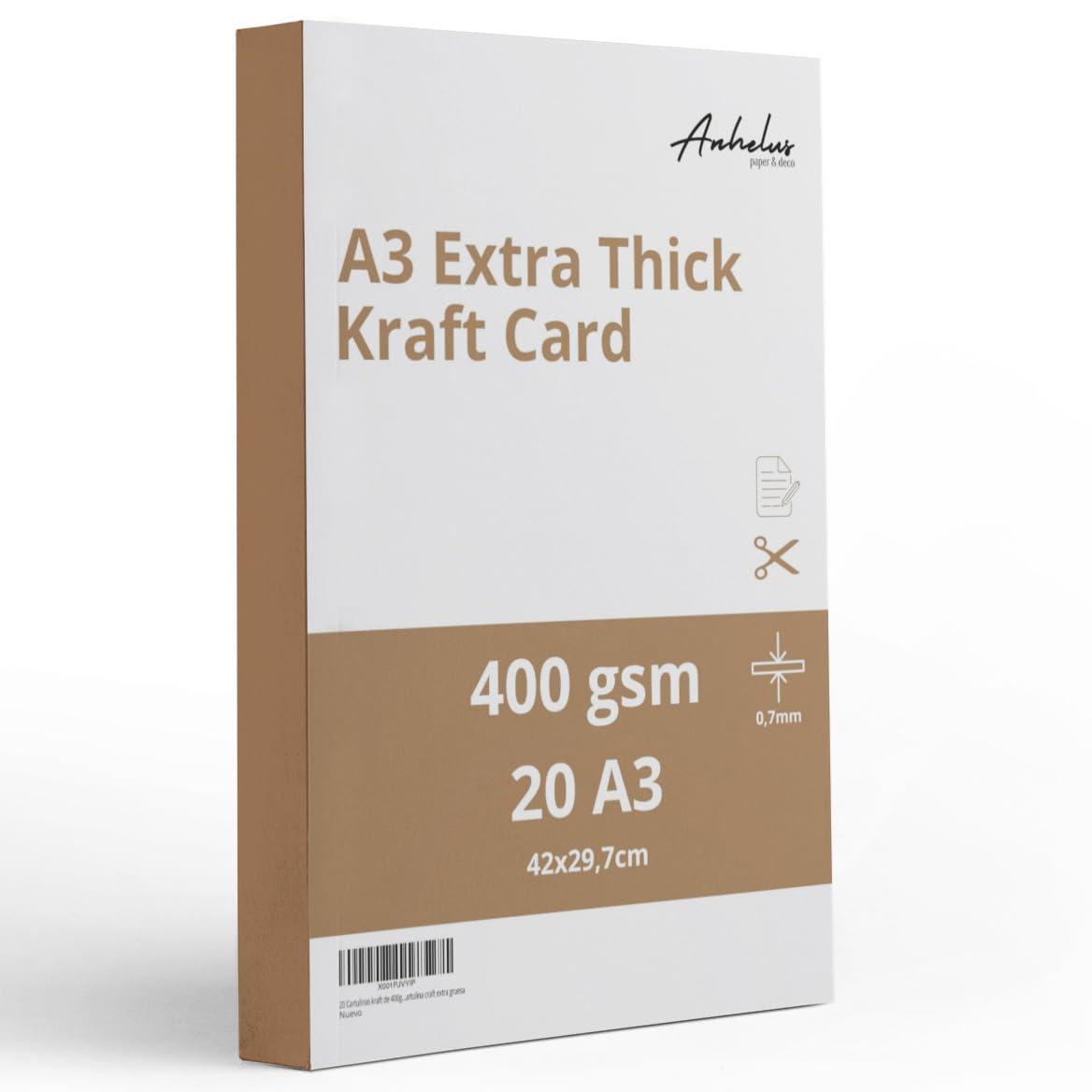 20 Sheets A3 Kraft Card 400 g/m² (0.7 mm Thick) | Natural Cardboard