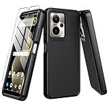 for Cricket Outlast 5G 2024/AT&T Motivate Pro 5G Case with Tempered Glass Screen Protector,Dual Layer Heavy Duty Shockproof Protection (Cricket Outlast 5G 2024,Black)