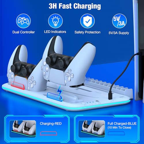 Support PS5 et station de refroidissement avec chargeur manette et LED - 4
