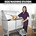 PeacefulHues 50 Inch Dog Washing Station, Stainless Steel Pet Grooming Tub with Stairs, Faucet & Sprayer, Non-Slip Bathing Station for Large Medium Small Dogs