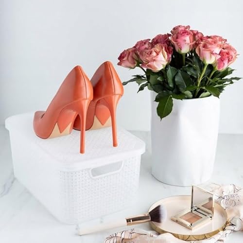 Rattan Effect Storage Handy Basket Box Plastic With Lid Kitchen Bathroom Stackable Organize Decorative (White, 7L (285 x195 x129mm)) - Cosy Home Interiors Rattan Effect Storage Handy Basket Box Plastic With Lid Kitchen Bathroom Stackable Organize Decorative (White, 7L (285 x195 x129mm)) - Image 6