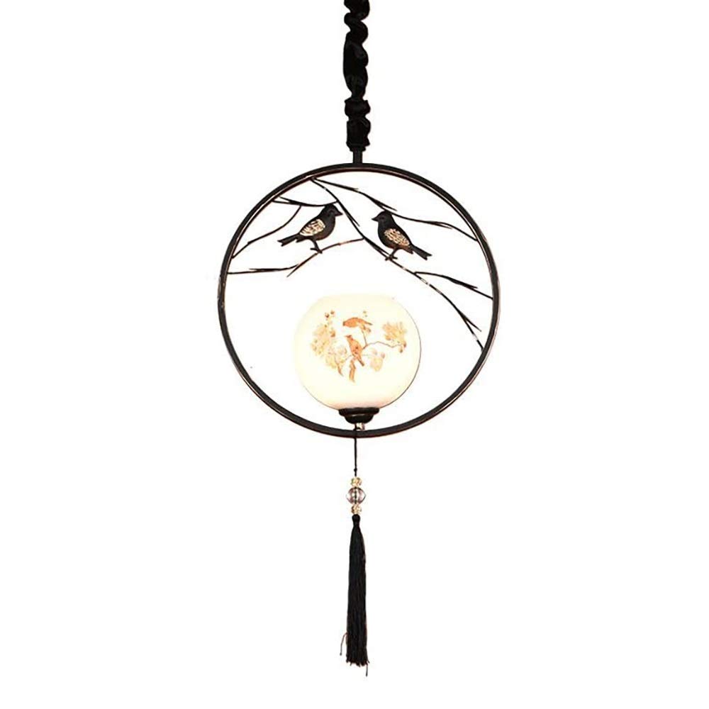 Lustre suspension de plafond chinois haut de gamme avec abat-jour en verre créatif