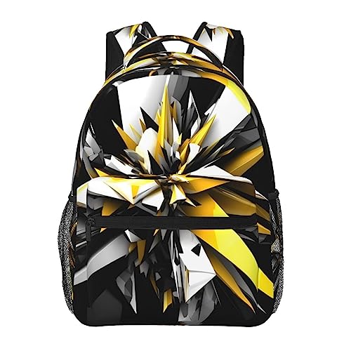 Sac à dos de voyage ergonomique abstrait noir et jaune en taille unique pour vos déplacements