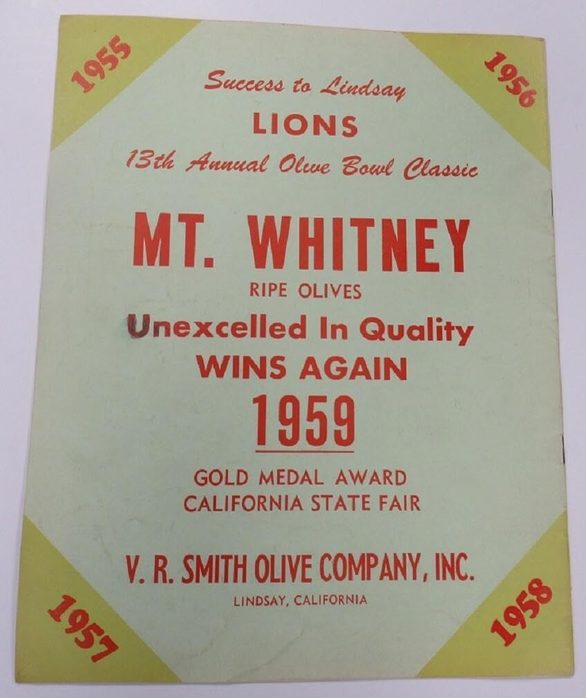 1959 Olive Bowl Program Sierra College v College of Sequoias 11/28 Ex+ 68924 - College Programs