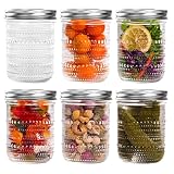 Mason Jars 16 Oz with Lids 6 Packs, Vintage Wide Mouth Glass Canning Jar for Pickling, Fermenting, Storing, Canning, Home Decor, Salad Jam and DIY Crafts