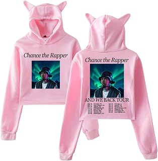 Chance the Rapper And We Back Tour 2025 Hoodie Cat Ears Hooded Sweatshirt Long Sleeve Crop Top Women's Clothes