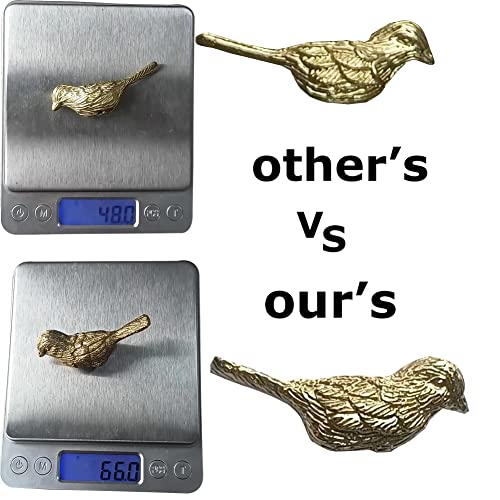 Qinwuwu 2 Pcs Pure Copper Decorative Cabinet Knobs Creative Little Bird Art Kitchen Hardware Cupboard Drawer Dresser Pulls Handles (Golden) #TOP2