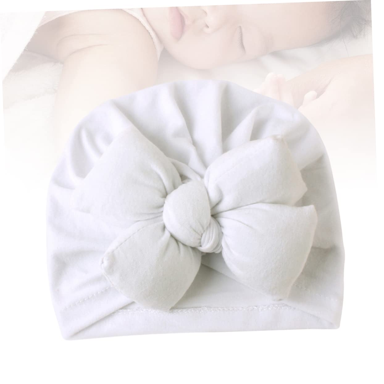 Abaodam Baby Hat Soft Warm Infant Bowknot Hat for Daily Dressing and Photo Props White
