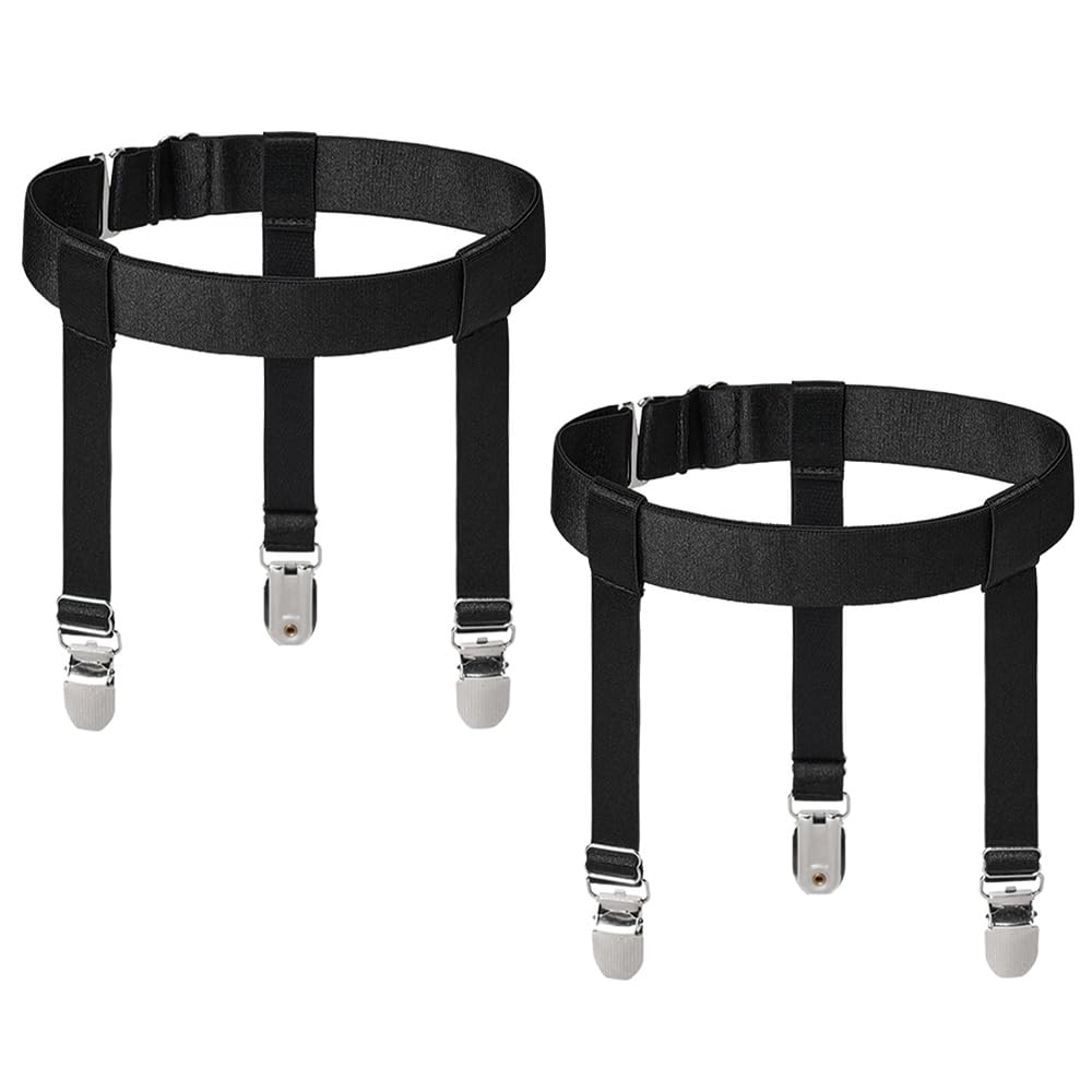 Women's Plus Size Thigh Garter Belts, Adjustable High Elastic Garter Belt and Stockings Set, Black, Plus Size