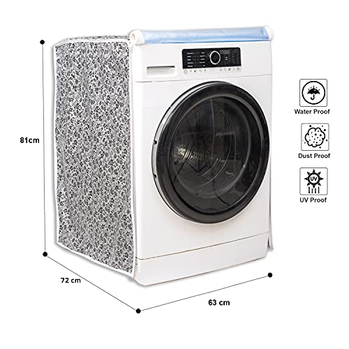 Image of Classic Front Load Washing Machine Cover for IFB 9 Kg, 9.5 Kg, 10 Kg, 10.5 Kg, 11 Kg (72cmsX63cmsX81cms, Black & Grey, X-Large)