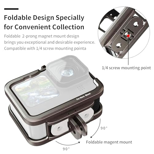 Image of Ultra-Light Metal Protective Metal Frame case for GoPro Camera 9 /10 /11 /12 | 2 Cold Shoe Mount Compatible with 1 /4 Screw mounting