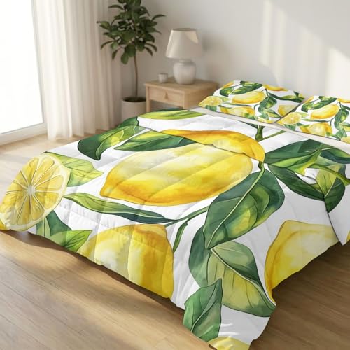 Edredón reversible de estilo vintage con diseño de hojas de limón para las cuatro estaciones 2