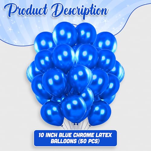 Image of Party Propz Blue Balloons For Birthday Decoration - 50 Pcs Blue Balloons For Decoration | blue Theme Birthday Party Decorations | Balloon For Birthday Decoration | Balloon For Decoration(Latex)