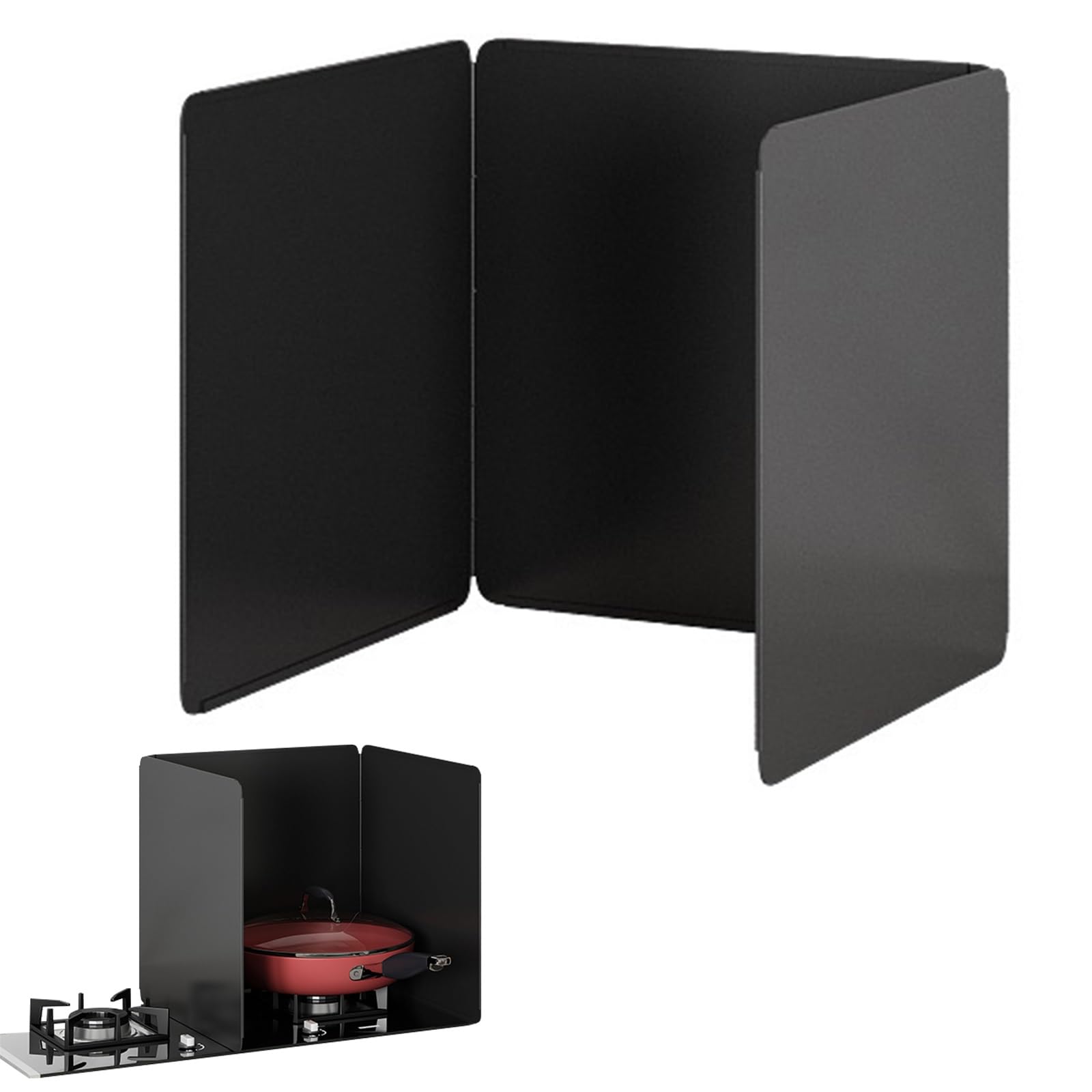 EAmrfvqt Stainless Steel Foldable Splash, 3 Sided Foldable Steel Splatter Guard Black Multiple Sizes(45x45x45cm)