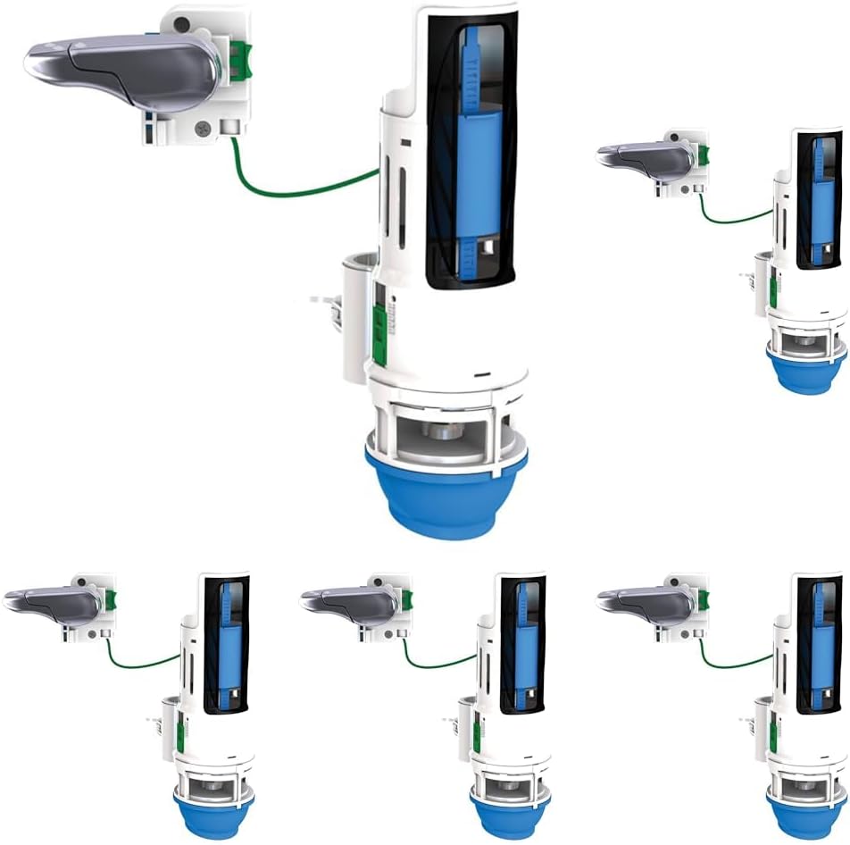 Danco HYR270 Hydroright Water-Saving Dual Flush Valve with Push-Button Handle, Plastic, Chrome