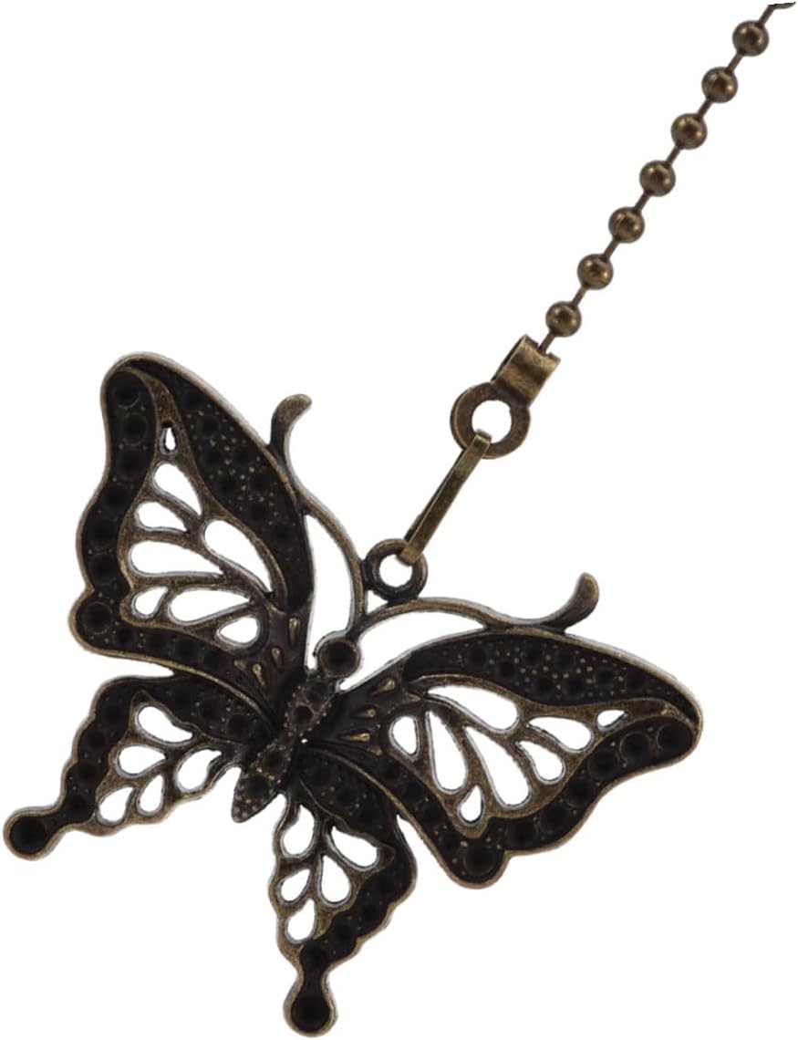 Vintage Hollow Metal Ceiling Fan Pull Chain Extension with Beaded Design for Ceiling Lights and Fans Decorative Butterfly Pendant for Bathroom Wall and Bedroom Lighting