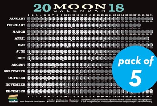 Moon 2018 Calendar Card: 5-pack