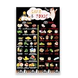 Magnetic Safe Foods Guide for Dogs and Cats,Dog Feeding Chart Fridge Magnet, Foods Dogs Shouldnt Eat Chart Decorative Magnets,Dog Cat Safety Emergency Numbers Magnet-11.8' x 7.8'-Black
