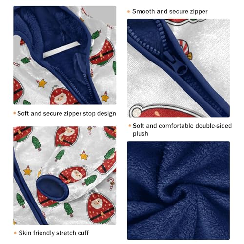 Santa Claus Strawberry Girls Fleece Jacket Girls Fall Jacket Girls Zip Up Hoodie Girls Sherpa Jacket 2-10T3