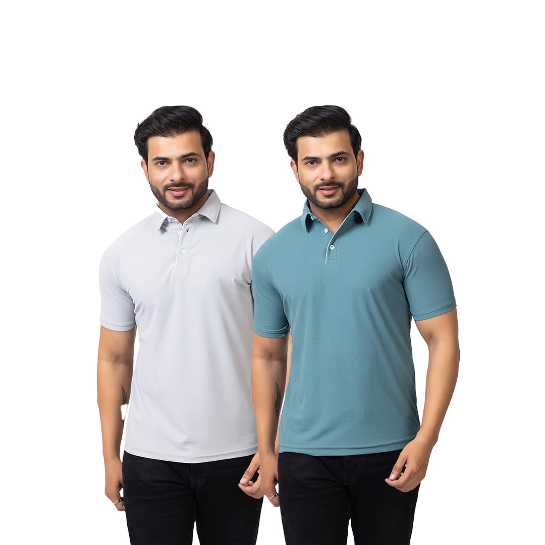 Summer Wear Casual Wear Solid Polycotton Polo T-Shirt | Collar T-Shirt | Half Sleeves for Men (Pack of 2) (H-1336-Pack of 2)-image-25