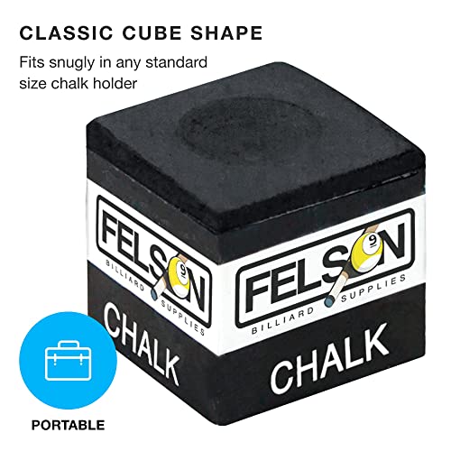 Felson Pool Chalk Cubes | Pool Table Accessories For Table Billiards | Pool Cue Chalk & Storage Box | Black 12 Count (Pack Of 1) #TOP2