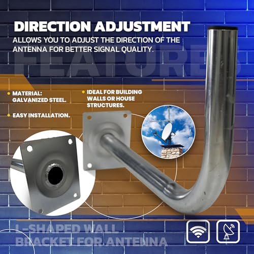 DOJA Barcelona | Soporte Antena Pared | Pack 1 | Mastil Antena en L | Ø 38mm | 50 X 24cm | Soporte TV en Acero | Accesorios Parabolica - imagen 7