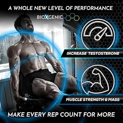 Bioxgenic High Test Testosterone Booster for Men with Testofen, 90 Capsules, Strength & Vitality Support