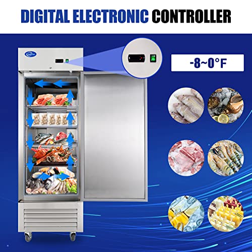 Kalifon 23 Cu.ft Commercial Freezer Stainless Steel Reach-In Freezer With Single Solid Door For Restaurant, Bar, Home, Shop #TOP4