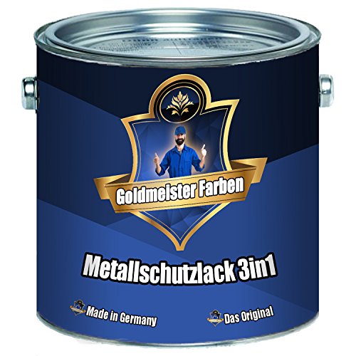 Goldmeister Pintura de protección 3 en 1 para metal, color, 3 en 1, selección de colores, barniz protector de metal para interiores y exteriores de metal, hierro, zinc, aluminio y acero, Negro