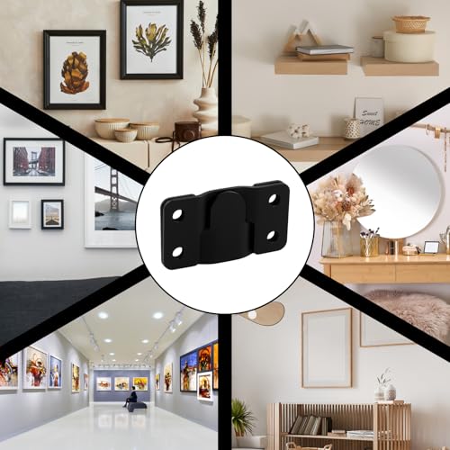 Image of 3 Pairs Black Stainless Steel Flush Mount Bracket - Interlocking Heavy Duty Photo Frame Hook & Furniture Connector for Hanging Headboards, Large Picture Display & Wall Mount Hardware