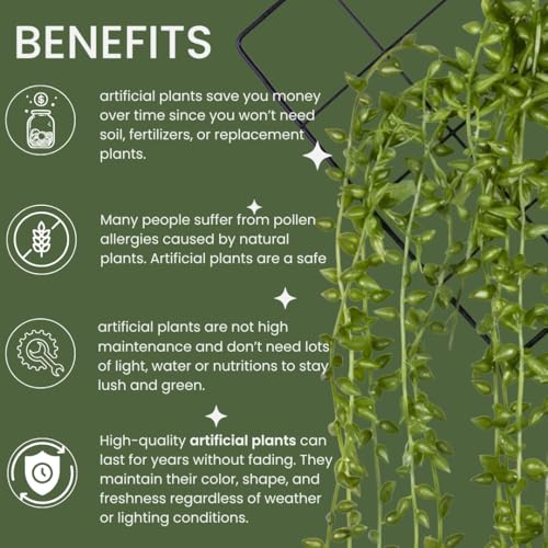 Image of Artificial Vines Fake Greenery Garland Willow Leaves Faux Hanging Plants Trailing Weeping Ivy Drooping Hanging Vines Faux Plants Realistic Home Office Christmas Holiday Decor (1, Design1)