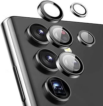 Galaxy S23 Ultra İle Uyumlu Lens Koruyucu Kolay Tak Çıkar Ergonomik İnce Tasarım Kırılma Ve Çizilme Önleyici CmConan Kamera Koruyucu Siyah