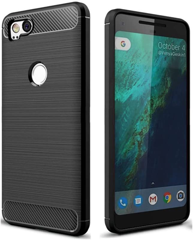 Image of NPRC Hybrid Ultra Slim Protective Case TPU Non-Slip Carbon Fiber Texture Shockproof Case Cover for Google Pixel 2 - Black