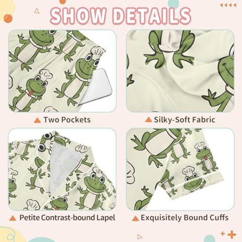 senya Chef Frog 1 Satin Summer Pajama Sets Silk Short Sleeve Button Down Sleepwear3