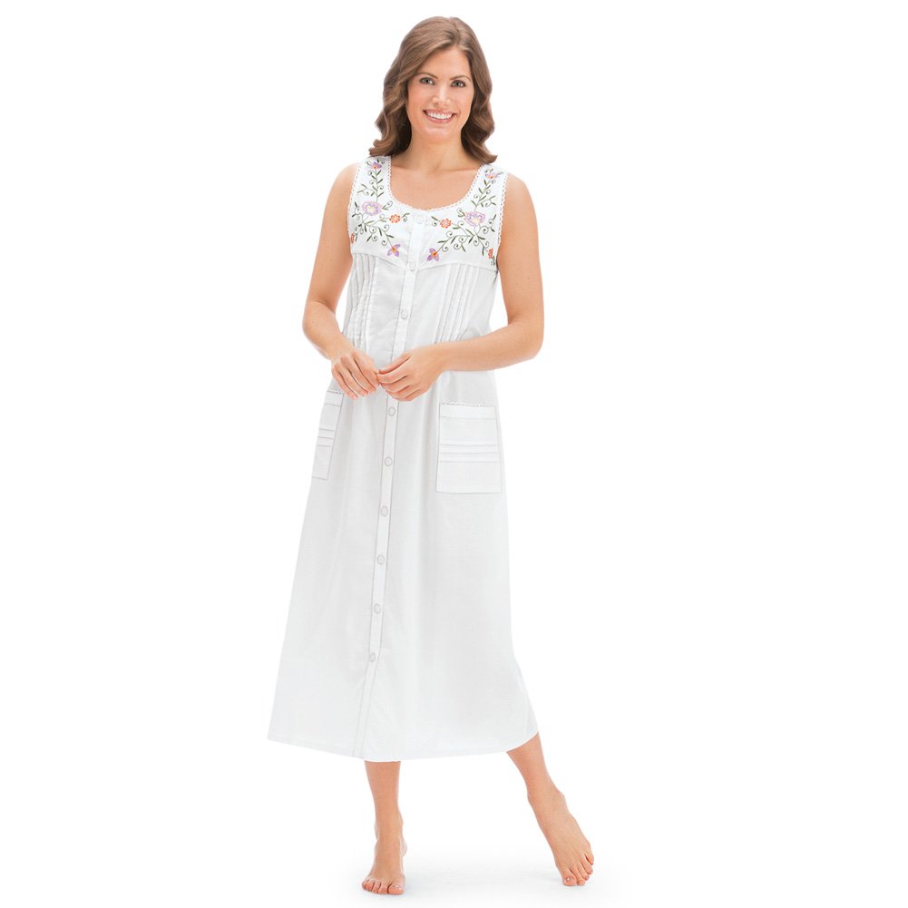 Collections EtcEtc Pintuck Floral Embroidered Night Gown