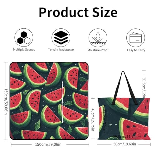 Couverture de plage imperméable pliable pastèque grand tapis camping - 4