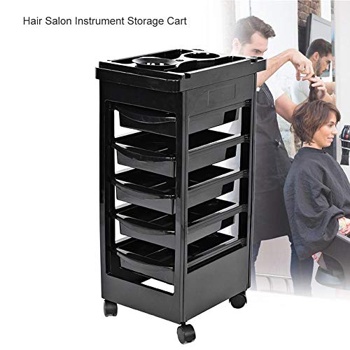 SOULONG Salon SPA Trolley Storage Cart, Beauty Salon Rolling Trolley, Hair Salon Instrument Storage Cart Adjustable Height Trolley Beauty Tools with 5 Drawers